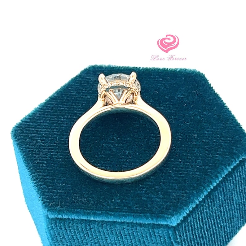 Lab Grown Diamond Engagement Ring 14k Gold Certified 2.5 CT Diamond Ring Diamond Round Cut Ring Minimalist Diamond Hidden Ring Proposal Ring