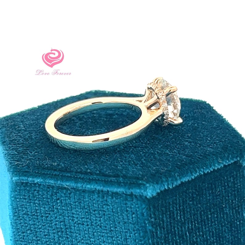 Lab Grown Diamond Engagement Ring 14k Gold Certified 2.5 CT Diamond Ring Diamond Round Cut Ring Minimalist Diamond Hidden Ring Proposal Ring