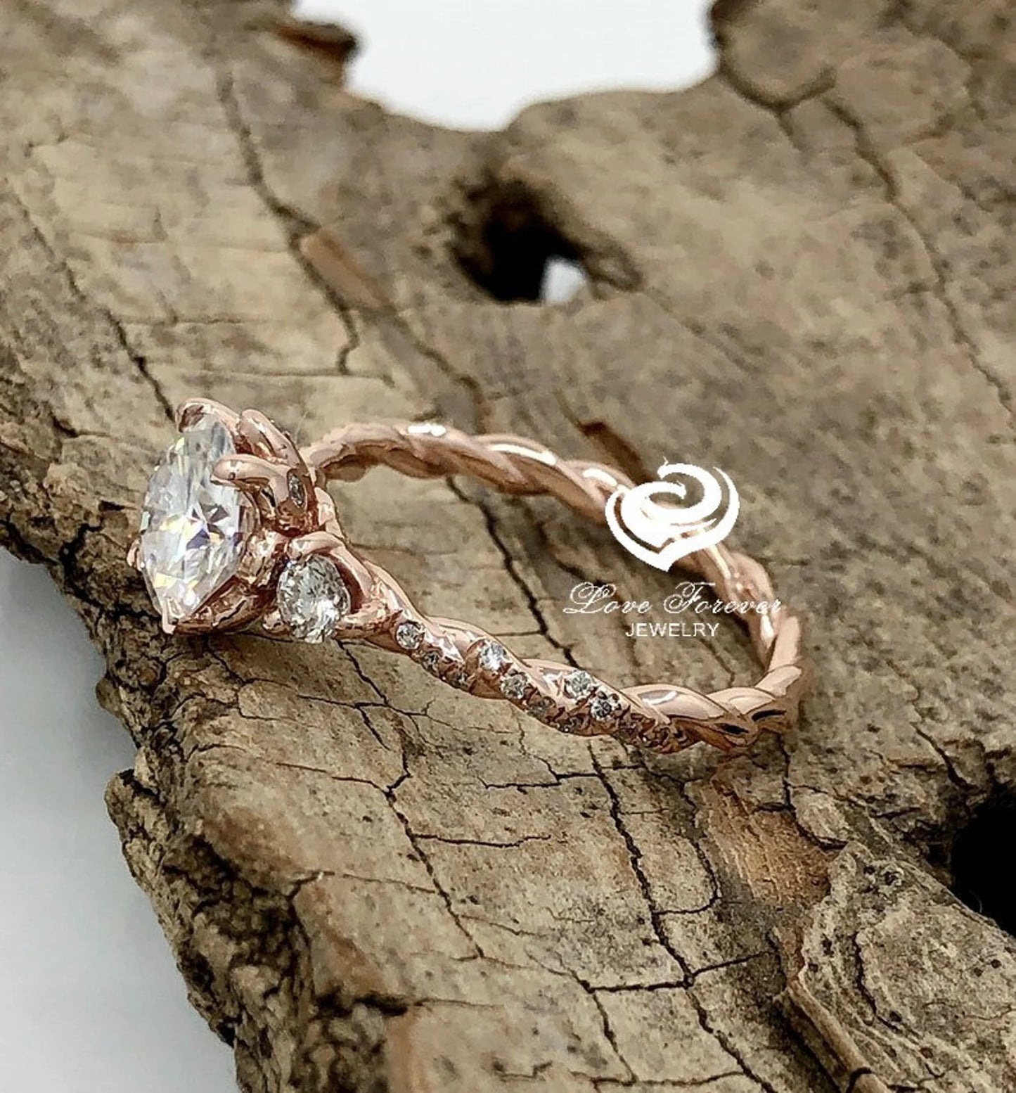 Round Cut Engagement Ring in 14k Rose Gold, Forever One Moissanite Ring, Certified 7mm/1.25cts Round Cut D-F Color Moissanite Solitaire Ring