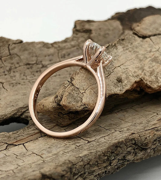1 CT Oval Engagement Ring 14k Rose Gold, Oval Solitaire Ring, Forever One Moissanite Ring, Oval Cut D-F Color Moissanite Anniversary Ring