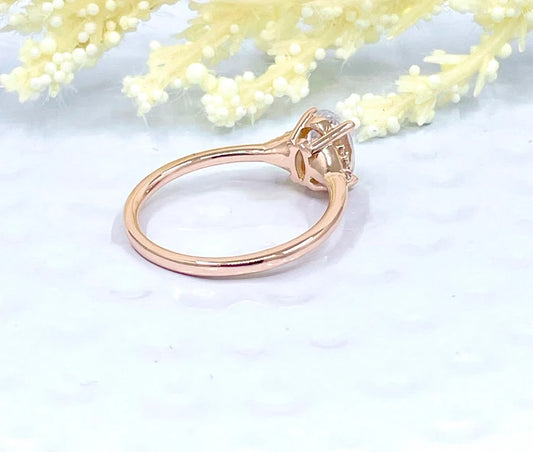 14k Rose Gold Oval Cut Engagement Ring, 1.50 CT Oval Cut Forever One Moissanite Engagement Ring, Oval Cut Solitaire Wedding Ring