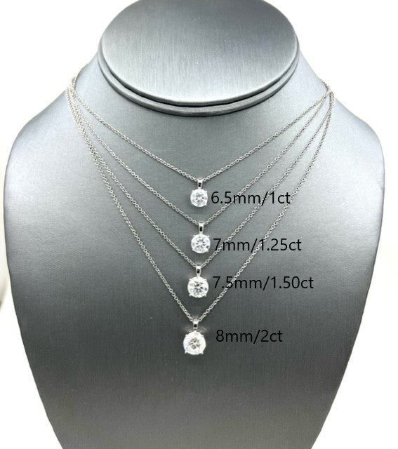 14k White Gold Round Cut Moissanite Minimalist Necklace