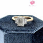 Emerald Cut Lab Grown Diamond Engagement Ring, Three Stones Emerald Cut Lab Grown Diamond Two Tone 14k Gold Engagement Ring,Hidden Halo Ring