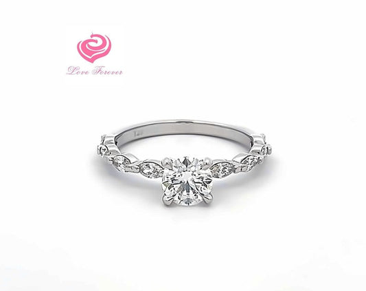 1 Carat E Color VS1 Clarity IGI Certified Lab Grown Diamond Engagement Ring, 14k White Gold Diamond Wedding Ring, Anniversary Ring