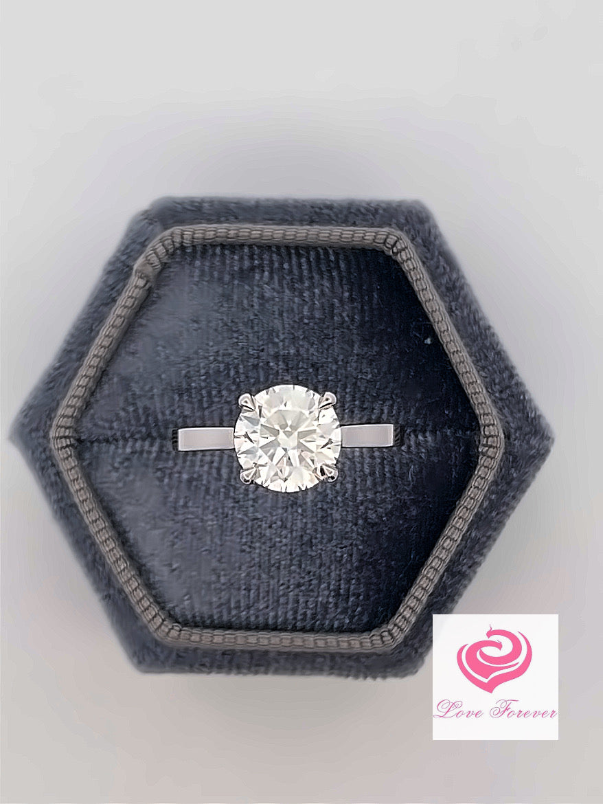 2.50 Carats F VS1 Round Cut Lab Grown Diamond Solitaire Engagement Ring 14k White Gold, Lab Created Diamond Ring, Anniversary Ring