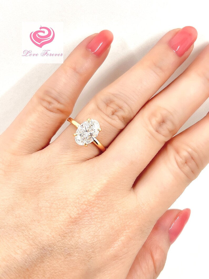 2ct oval shape hot moissanit ring with certificate