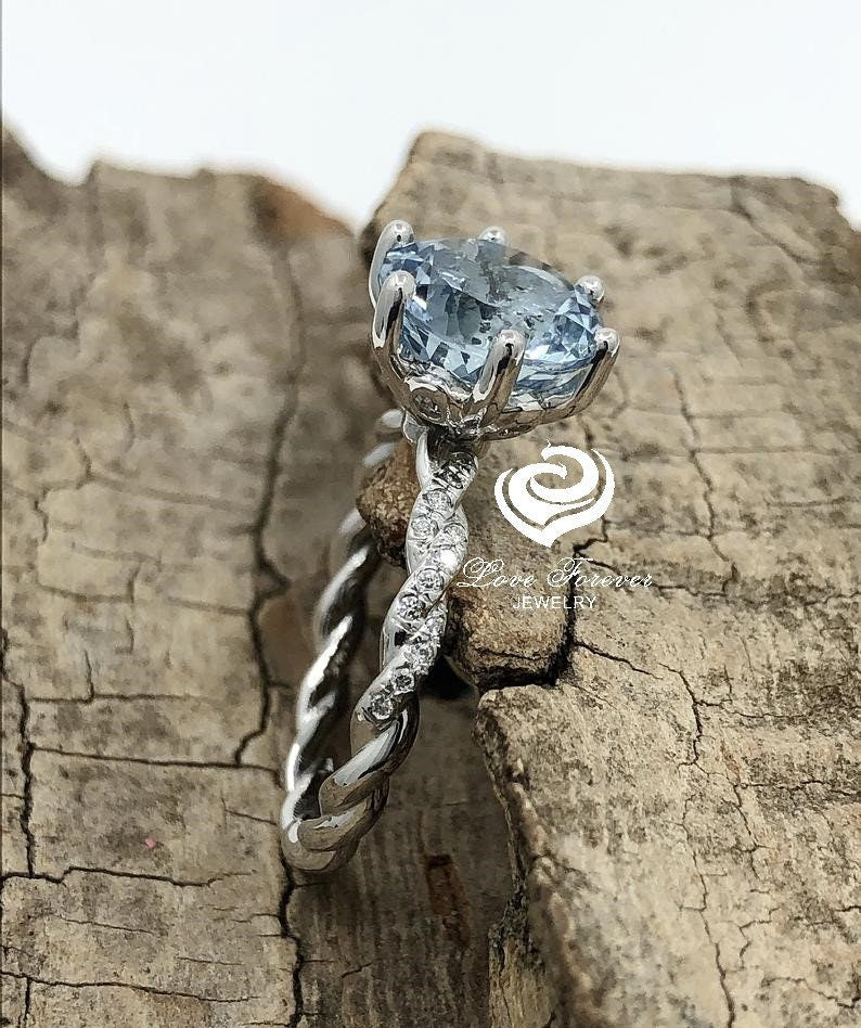 2.50 CT Aquamarine Engagement Ring in 14k White Gold, Aquamarine Engagement Ring, Aquamarine Ring, Aquamarine Solitaire, March Ring