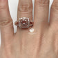 14k Rose Gold Morganite Ring Diamond Ring 8mm Round Cut Morganite Halo Diamond Engagement Ring