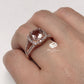 14k Rose Gold Morganite Ring Diamond Ring 8mm Round Cut Morganite Halo Diamond Engagement Ring