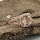 14k Rose Gold Morganite Ring Diamond Ring 8mm Round Cut Morganite Halo Diamond Engagement Ring