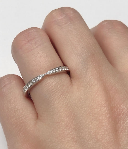 14k White Gold Diamond Band Wedding Band Hybrid Prong Channel Set 0.24 carats Diamonds half Eternity Matching Band Diamond Band