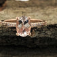 14k Rose Gold Engagement Ring Diamond Ring 7x5mm Oval Cut Morganite Ring Solitaire Ring Wedding Ring Morganite Bridal Ring Unique Ring