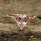 14k Rose Gold Engagement Ring Morganite Ring 9x6mm/1.15 Carats Pear Cut Morganite Twisted Diamond Ring