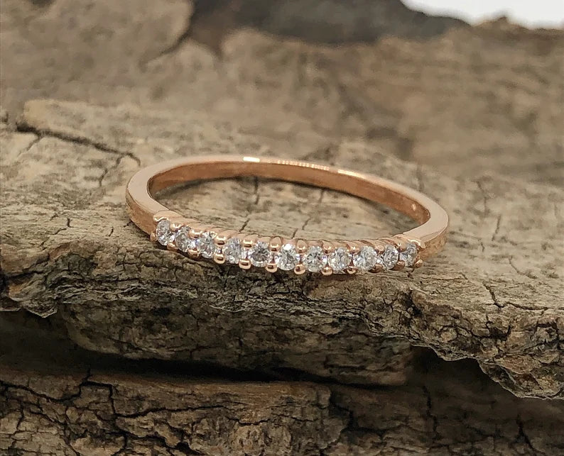 Diamond Band Diamond Ring 14k Rose Gold Diamond Stackable Wedding Band 0.14 Carats Diamond Wedding Band Promise Ring