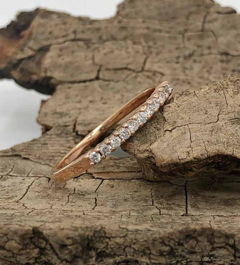 Diamond Band Diamond Ring 14k Rose Gold Diamond Stackable Wedding Band 0.14 Carats Diamond Wedding Band Promise Ring