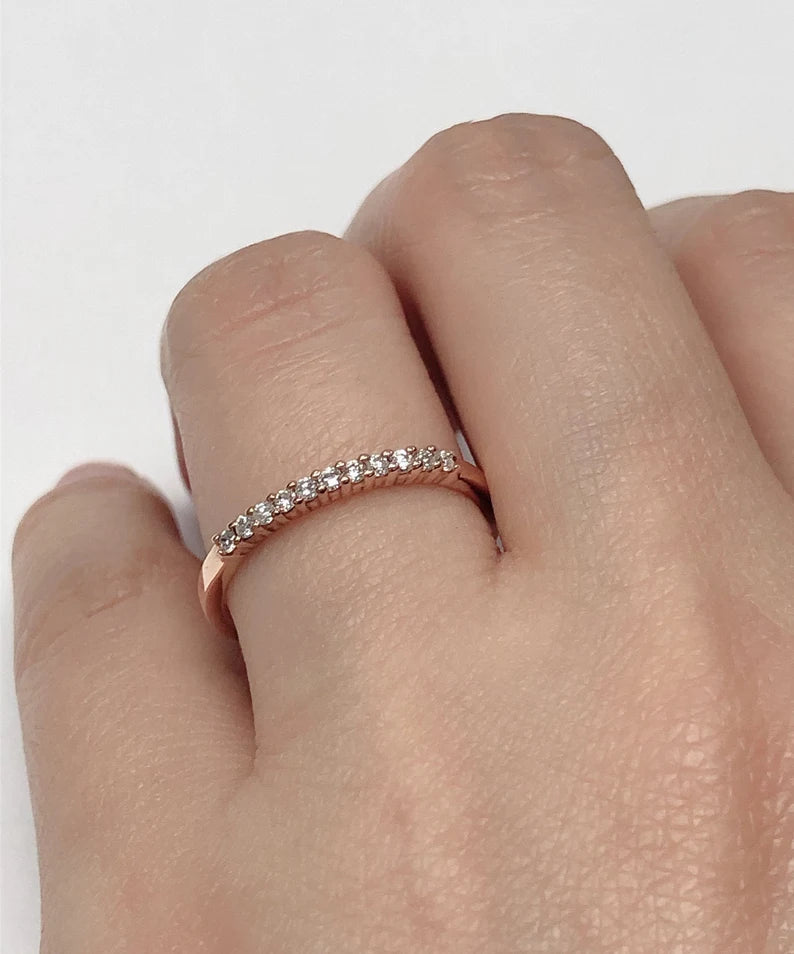 Diamond Band Diamond Ring 14k Rose Gold Diamond Stackable Wedding Band 0.14 Carats Diamond Wedding Band Promise Ring