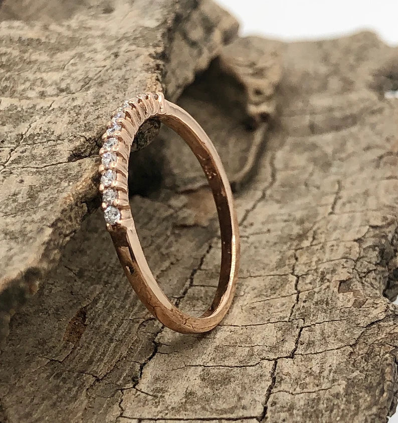 Diamond Band Diamond Ring 14k Rose Gold Diamond Stackable Wedding Band 0.14 Carats Diamond Wedding Band Promise Ring