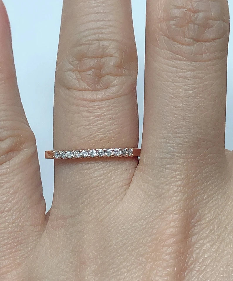 Diamond Band Diamond Ring 14k Rose Gold Diamond Stackable Wedding Band 0.14 Carats Diamond Wedding Band Promise Ring