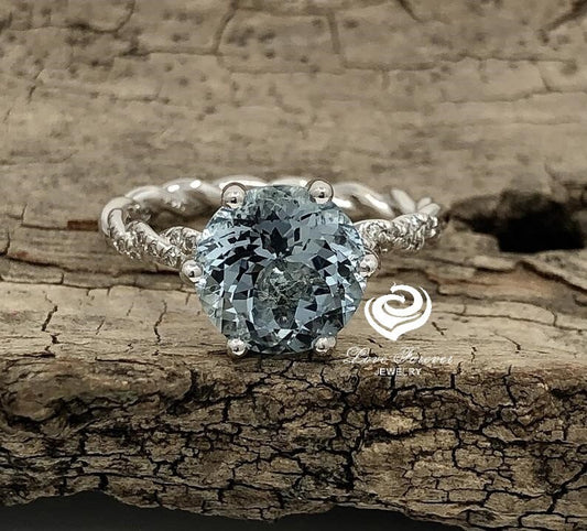 2.50 CT Aquamarine Engagement Ring in 14k White Gold, Aquamarine Engagement Ring, Aquamarine Ring, Aquamarine Solitaire, March Ring