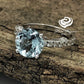 14k White Gold Engagement Ring Aquamarine Ring 8mm/1.85 Carats Round Cut Aquamarine Diamond Ring Anniversary Ring Wedding Ring