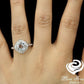 14k White Gold Engagement Ring Diamond Ring 9mm Round Cut Aquamarine Halo Diamond Anniversary Ring Aquamarine Ring