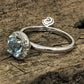 14k White Gold Diamond Ring Engagement Ring 6mm/0.83 Carats Round Cut Aquamarine Diamond Halo Ring Promise Ring Anniversary Ring