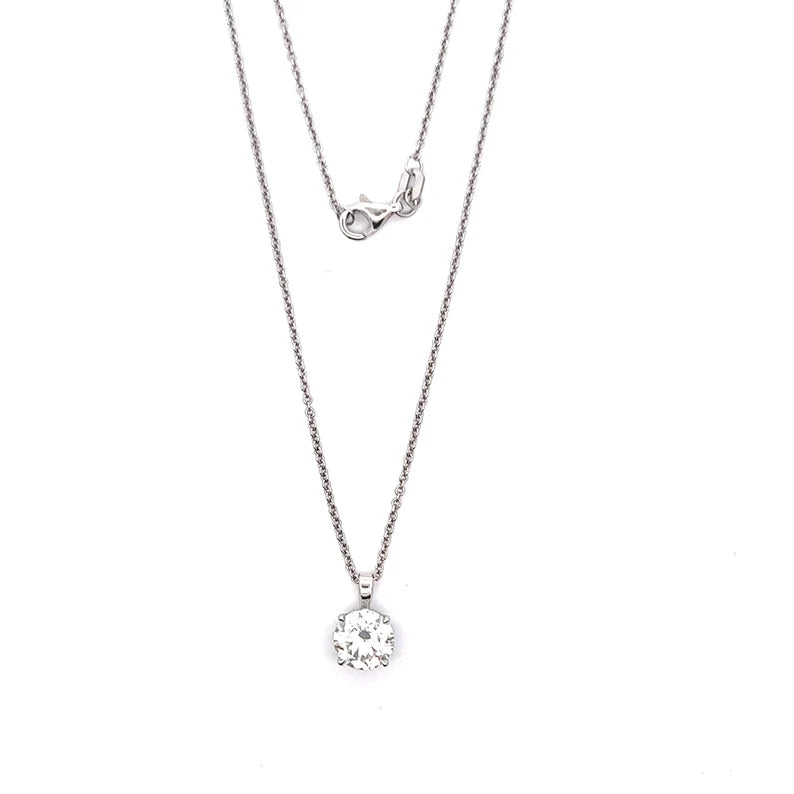 14k White Gold Round Cut Moissanite Minimalist Necklace