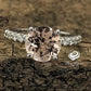 Engagement Ring 14k White Gold Morganite Ring Diamond Ring 8mm/1.70 Carats Round Cut Morganite Diamond Wedding Ring