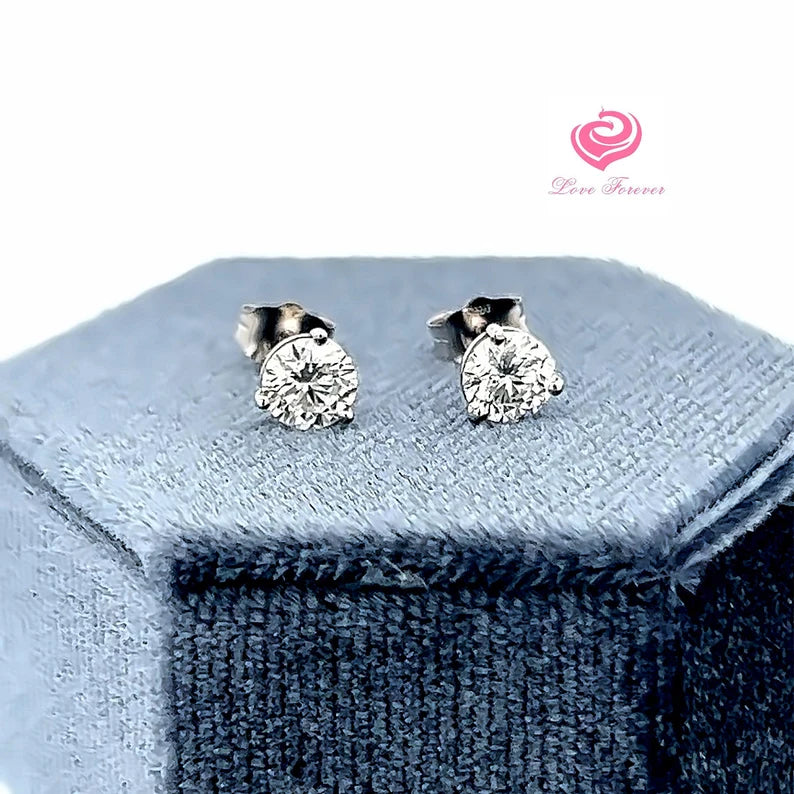 1 Carat Martini Earrings, Studs Earrings 14k Gold, Lab Grown Diamond Stud Earrings, Round Cut Martini Earrings, anniversary Earrings