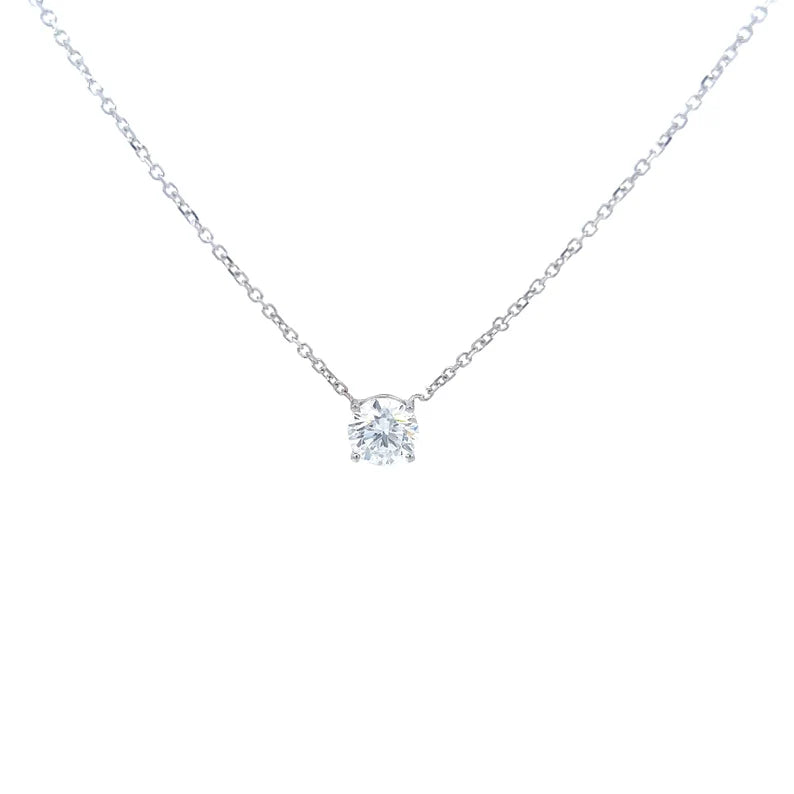 1 CT to 2 CT Round Lab Grown Diamond Pendant Necklace, 14k White Gold Diamond Necklace, Wedding Pendant for Her, Charm Pendant, Anniversary