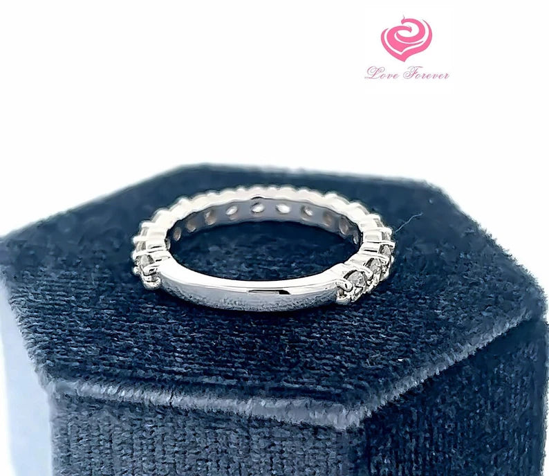 1.40 Carats Round Cut Diamond 3/4 Eternity Band, Diamond Anniversary Wedding Band, Diamond Engagement Ring, Lab Grown Diamond Band 14k White Gold