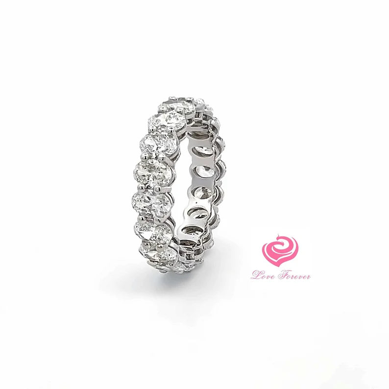 5.59 Carats Oval Cut Lab Grown Diamond Band 14k White Gold, Full Eternity Diamond Wedding Band, Oval Cut Wedding Band, Anniversary Band