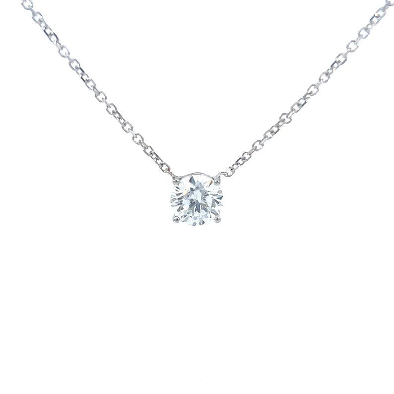 1 CT to 2 CT Round Lab Grown Diamond Pendant Necklace, 14k White Gold Diamond Necklace, Wedding Pendant for Her, Charm Pendant, Anniversary