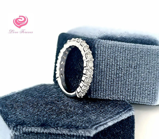 1.40 Carats Round Cut Diamond 3/4 Eternity Band, Diamond Anniversary Wedding Band, Diamond Engagement Ring, Lab Grown Diamond Band 14k White Gold