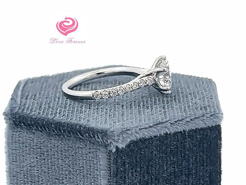 2 Carats E Color Lab Grown Diamond Engagement Ring, 14k White Gold Round Cut Lab Grown Diamond Ring, Diamond Solitaire Engagement Ring