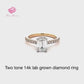 Two Tone Lab Grown Diamond Engagement Ring, 1.50 Carats Emerald Cut Lab Grown Diamond Ring in 14k, Hidden Halo Diamond Engagement Ring