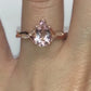 14k Rose Gold Engagement Ring Morganite Ring 9x6mm/1.15 Carats Pear Cut Morganite Twisted Diamond Ring