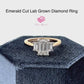 Emerald Cut Lab Grown Diamond Engagement Ring, Three Stones Emerald Cut Lab Grown Diamond Two Tone 14k Gold Engagement Ring,Hidden Halo Ring