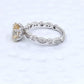 2 CT Oval Cut Moissanite Engagement Ring, 14k White Gold Hidden Diamond Halo Round Solitaire Ring, Champagne Moissanite Engagement Ring