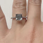 14k White Gold Diamond Ring Engagement Ring 7mm/1.20 Carats Cushion Cut Dark Blue Aquamarine Diamond Anniversary Ring