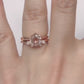 Rose Gold Morganite Round Cut Wedding Set, Round Morganite Engagement Ring, Morganite Wedding Set