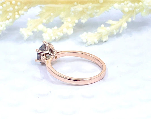 14k Rose Gold Grey Moissanite Engagement Ring, 1.25 CT Round Cut Moissanite Ring, Round Cut Engagement Ring, Solitaire Ring, Anniversary Ring