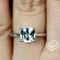 14K White Gold Bridal Set 7mm/1.20 Carats Cushion Cut Dark Blue Aquamarine Solitaire Engagement Ring Half Eternity Diamond Wedding Band