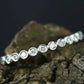 14K White Gold Bridal Set 7mm/1.20 Carats Cushion Cut Dark Blue Aquamarine Solitaire Engagement Ring Half Eternity Diamond Wedding Band
