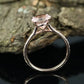 Morganite Engagement Ring Set In 14K Rose Gold, Morganite Round Engagement Ring, Rose Gold Morganite Bridal Set, Morganite Ring Diamond Set