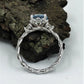 14k White Gold Diamond Ring Engagement Ring 8mm/1.85 Carats Round Cut Dark Blue Aquamarine Diamond Anniversary Ring