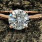 2 CT Round Cut Engagement Ring, 14k Rose Gold Moissanite Engagement Ring, Moissanite Solitaire Ring, Moissanite Wedding Ring