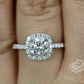 Round Moissanite Engagement Ring in 14k White Gold, Forever One D-F Color Moissanite Engagement Ring, Halo Diamond Engagement Ring