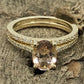 Oval Morganite Engagement Ring Yellow Gold, Oval Cut Morganite Bridal Set, Morganite Ring, Morganite Bridal Set, Diamond Wedding Set