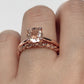 Rose Gold Morganite Engagement Ring 14k Solid Gold, Morganite Solitaire Ring, Morganite Wedding Ring, Morganite Bridal Ring, Wedding Set